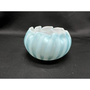 Thomas Webb Satin Glass Stripe Pinch Mother Of Pearl Rose Bowl 4x2.5"